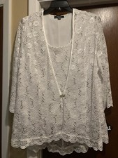 R M Richards White Lace Tank With Attached Jacket Sequins SZ 22W NWT Beautiful