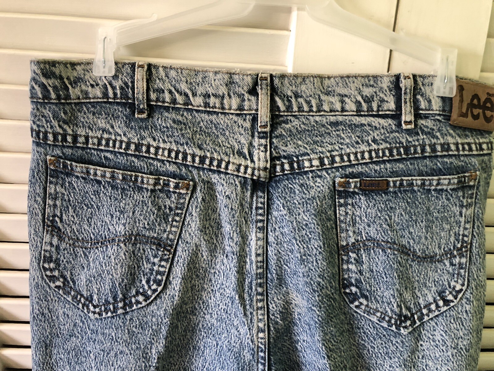 Vintage Lee Riders Chemical Wash Denim Jacket, Made in the USA, Men's Size XL, from the 1980s unclear blue type Vintage Second Hand
