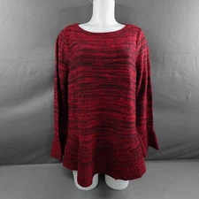Style Co Women Sweater 1X Burgundy Peplum Tunic Soft Cozy Timeless Softgirl NEW