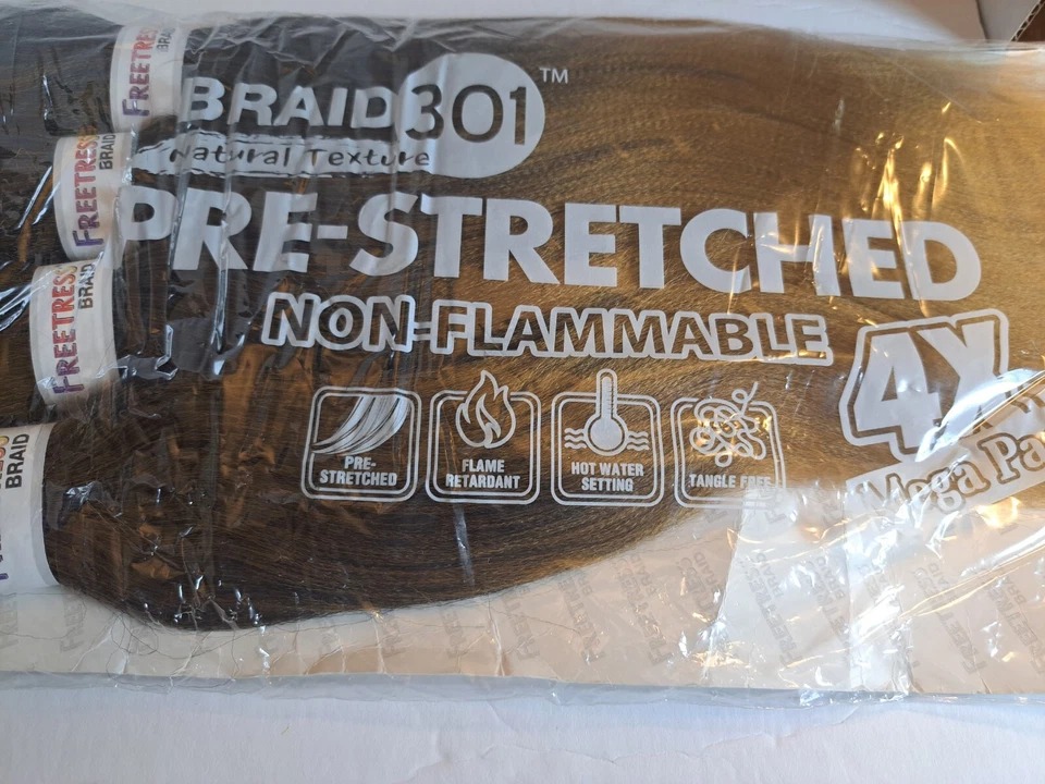 FREETRESS CABELLO TRENZADO SINTÉTICO PREESTIRADO 18" MARRÓN/RUBIO BAYALAGE Foto 4 de 4