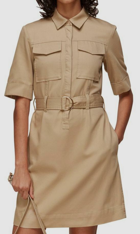 utility dress beige $498 Whistles Women's Short-Sleeve Belted Fit Flare Shirt 0 Sweetheart Flamenco Dress Black Color:AA544 Size:17.5 x 33 smooth feel