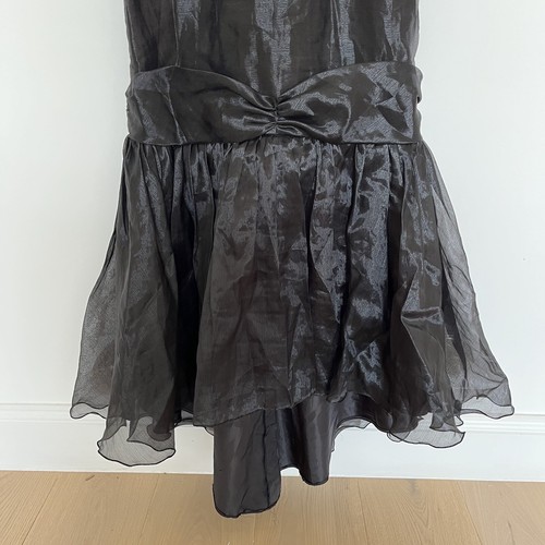 Vintage 1970s Mermaid Off The Shoulder Black Organza Dress Size M Party Gown - Picture 6 of 12