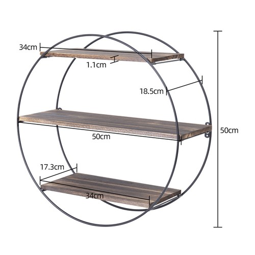 50cm Round 3 Tier Floating Shelves Wall Mount Book Display Decoration Shelf Rack - Picture 9 of 12