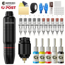 Wormhole Tattoo Machine Kit Wireless Rotary Color Motor Pen Gun Inks Needle Set