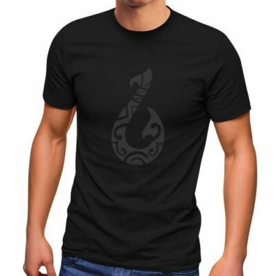 Herren T-Shirt Bedruckt Maui Magischer Fischerhaken Fish Hook Hawaii Printshirt