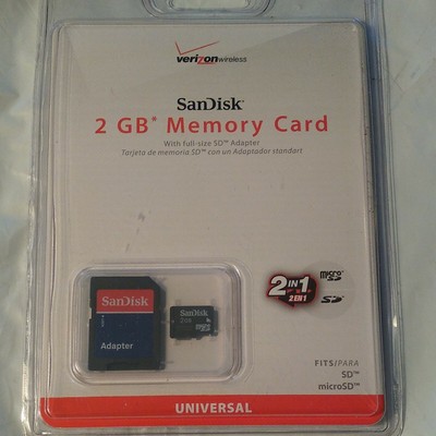 2gb verizon wireless branded sandisk 2gb memory card micro sd (619659059194)