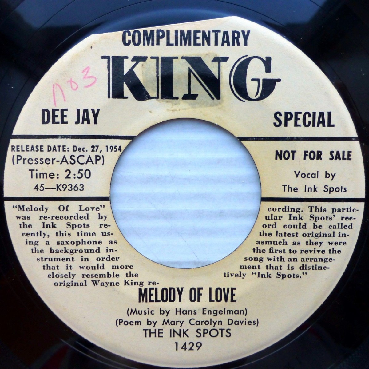INK SPOTS 45 THERE IS SOMETHING MISSING Melody Of Love bio
