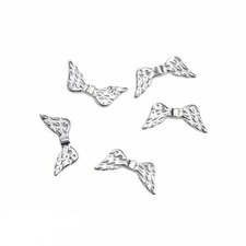 10 Bright Silver 19x8mm Angel Fairy Wing Wings Tibetan Metal Spacer Beads