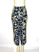 VINTAGE PIANO BLACK FLORAL 100 SILK FULLY LINED PANT SIZE 12