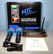 MIC Professional UHF Wireless 2 Microphone and Receiver - Dual Channel, Cardioid