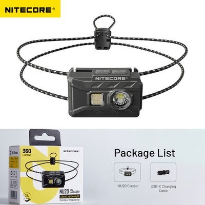 Nitecore NU20 Classic Headlamp 360LM USB-C Headlight Camping Torch Running Light