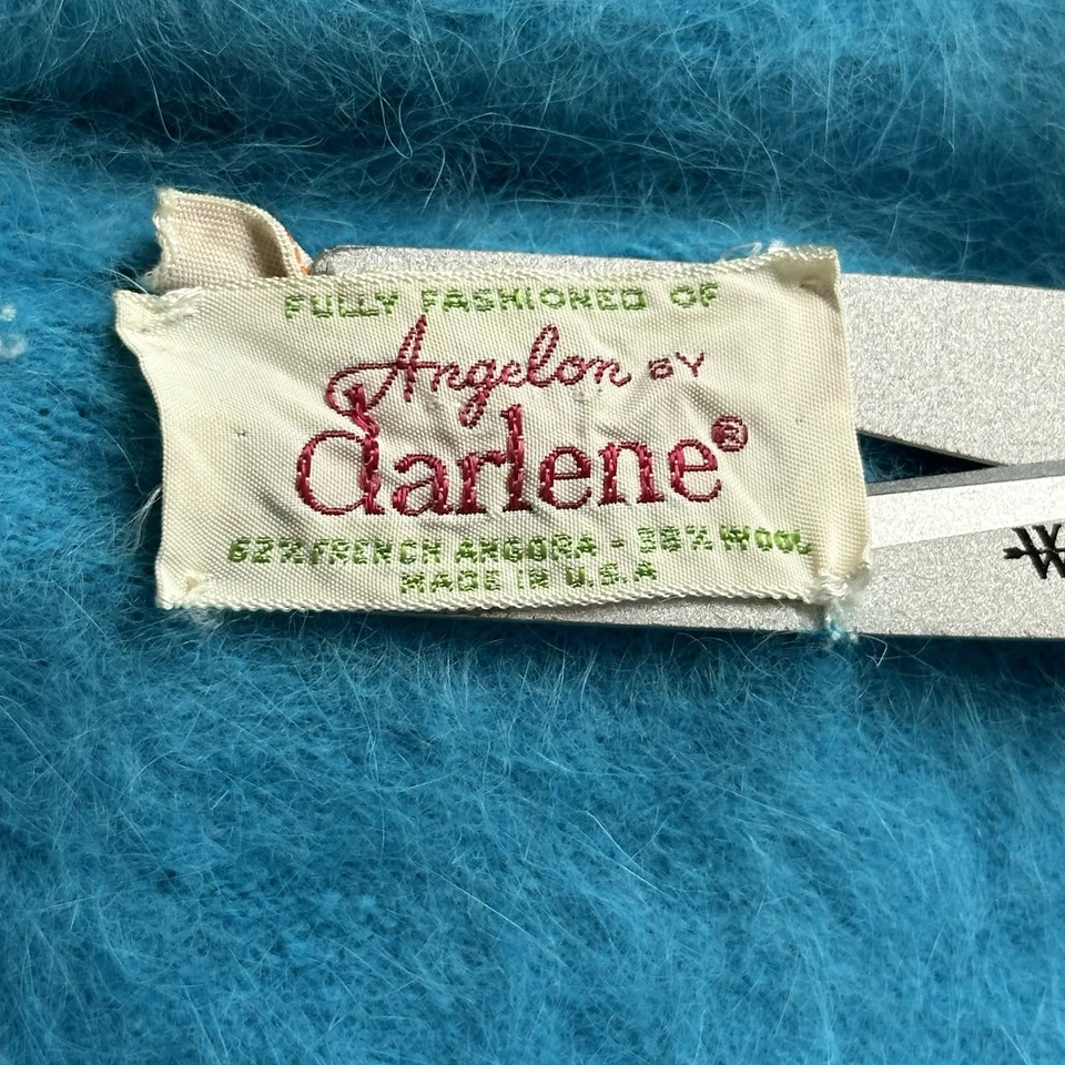 VTG 1950’s Angelon By Darlene Made In USA 62% French Angora 38% Wool Size 38 Top - Image 3 of 4