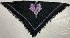 Vintage Traditional Lovely Embroidery Spanish Flamenco Piano Shawl 58.6x31.1 In