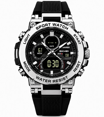 SKMEI 2500 Analog Digital Quartz Watch Black Rubber Strap Alarm Backlight 30m