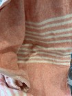 Antique French Wool Blanket Throw Pink Striped With Maker Tag Look — photo 4