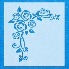 Roses Floral Corner Border Stencil: Mylar Airbrush Wall Art Painting Crafts