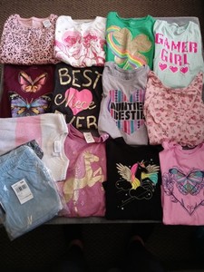 Girls Size 7/8 clothing lot 14 pieces Shirts Shorts Childrens Place New & Used
