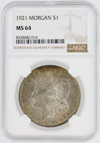 1921  Morgan Dollar NGC MS64 Philadelphia Minted Silver Dollar No Reserve