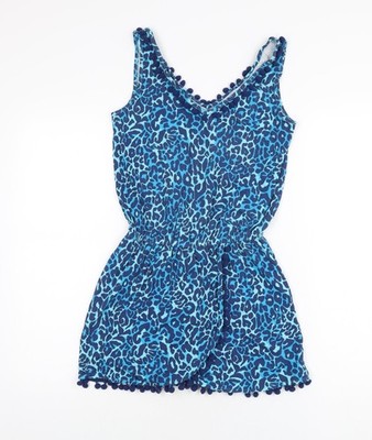 Lilly Pulitzer Damen blau Animal Print Elasthan Playsuit Einteiler Größe 2XS L3