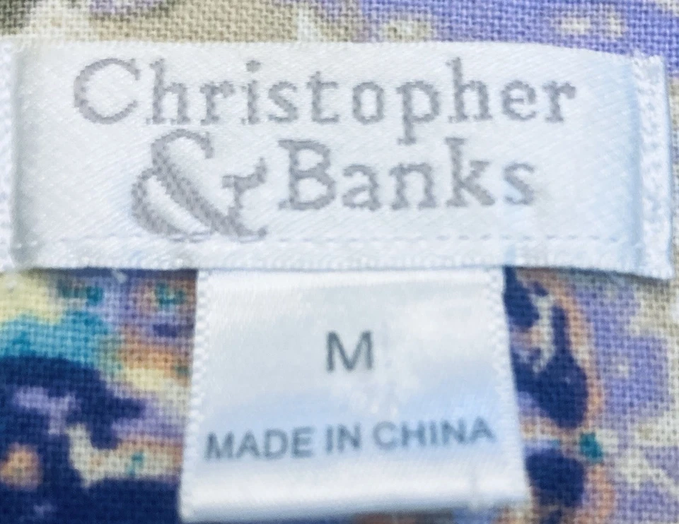 Christopher Banks Women's Purple Splatter Jacket Size M 20x23 55% Linen Floral - Image 3 of 4