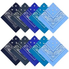 Gorgeous Island Bandanas Pack 10 Pcs, 22" X 22", Classic - Blue Collection