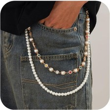 Layered Chain for Men Women Flower Pants Wallet Chain Jeans Chain
