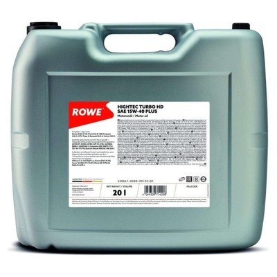 Motoröl Motorenöl ROWE HIGHTEC TURBO HD SAE 15W-40 PLUS Motorenöl 20 Liter