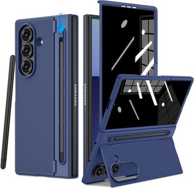 Galaxy Z Fold 7 Case with S Pen Holder & Stylus, Hidden Kickstand, Blue