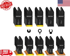 50PCS Titanium Oscillating Tool Blades, Curved Edge Oscillating Saw Blades for M