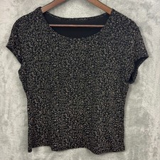 Womens Slinky Knit Ditsy Floral Fitted Top L Y2K Whimsigoth Fairy Grunge Witchy