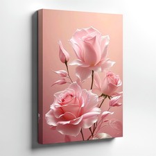 Wall Art Pink Rose Floral Soft Pastel Flower Botanical Home Room Modern Print