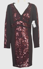 Guess Los Angelos Black Dress Long Sleeve Delight Sequins Size 8 G