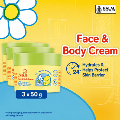 3pcs 50gr ZWITSAL Baby Face and Body Care Cream Chamomile Vit E