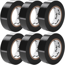 6 Pack Black Electrical Tape - Waterproof PVC Tape 0.75 Inch Wide - Weather Resi