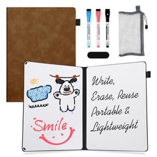 Portable White Board Dry Erase Notebook, 12" x 9" Double Sided Folding Whiteb...