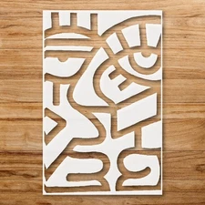 Stylized Face with Large Eyes Custom Painting Stencil for Unique Art Projects…