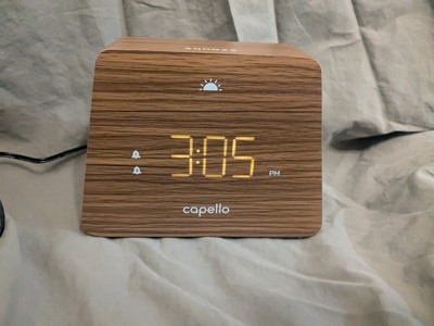 Capello Digital Clock LED Display Dual Alarm Mantle Wood Grain Finish
