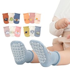 3 Pairs Cartoon Newborn Baby Socks Non-slip Cute Boys Girls Socks Kids Sock 0-5Y