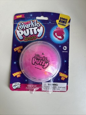 Pink Sparkle Putty-Stretch It Bounce It - Plastic Container W/ Ring Inside