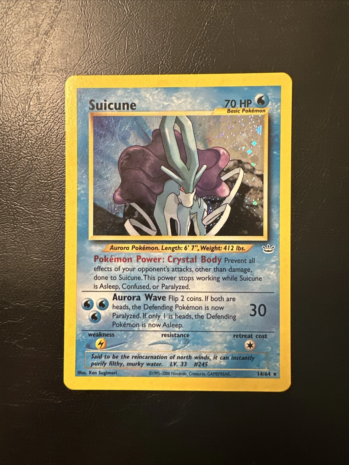 Vintage Pokemon Card Holo Neo Revelation Suicune 14/64 Near Mint