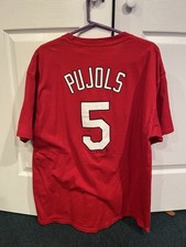 Majestic MLB St Louis Cardinals Albert Pujols Baseball T-Shirt Mens XL Red Vtg