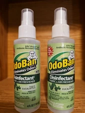 2 New ODOBAN Disinfectant Fabric Air Freshener Eucalyptus Scent 4 oz FREE SHIP 