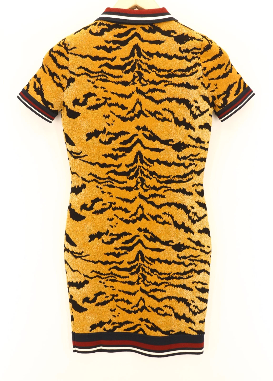 DSQUARED2 Vestito Donna S Giallo Marrone Stampa Animalier Manica Corta Collo Mini