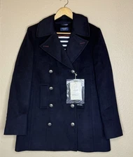 Saint James Women's Navy Blue Pea Coat. New with Tag. Size 40 Made In France NWT