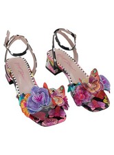 Betsey Johnson Maranda Black Multi Floral Butterfly Applique Block Sz 5.5M