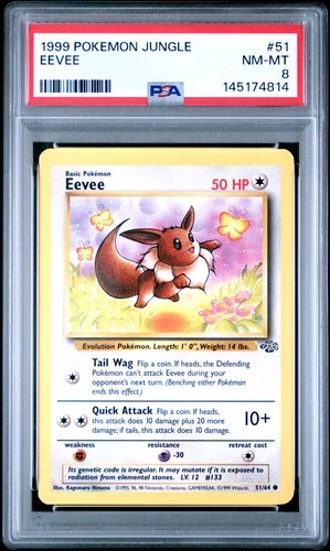 1999 POKEMON JUNGLE #51 EEVEE PSA 8