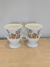 Pair of Vintage Aynsley Cottage Garden Footed Urn Vase Floral Design - VGC