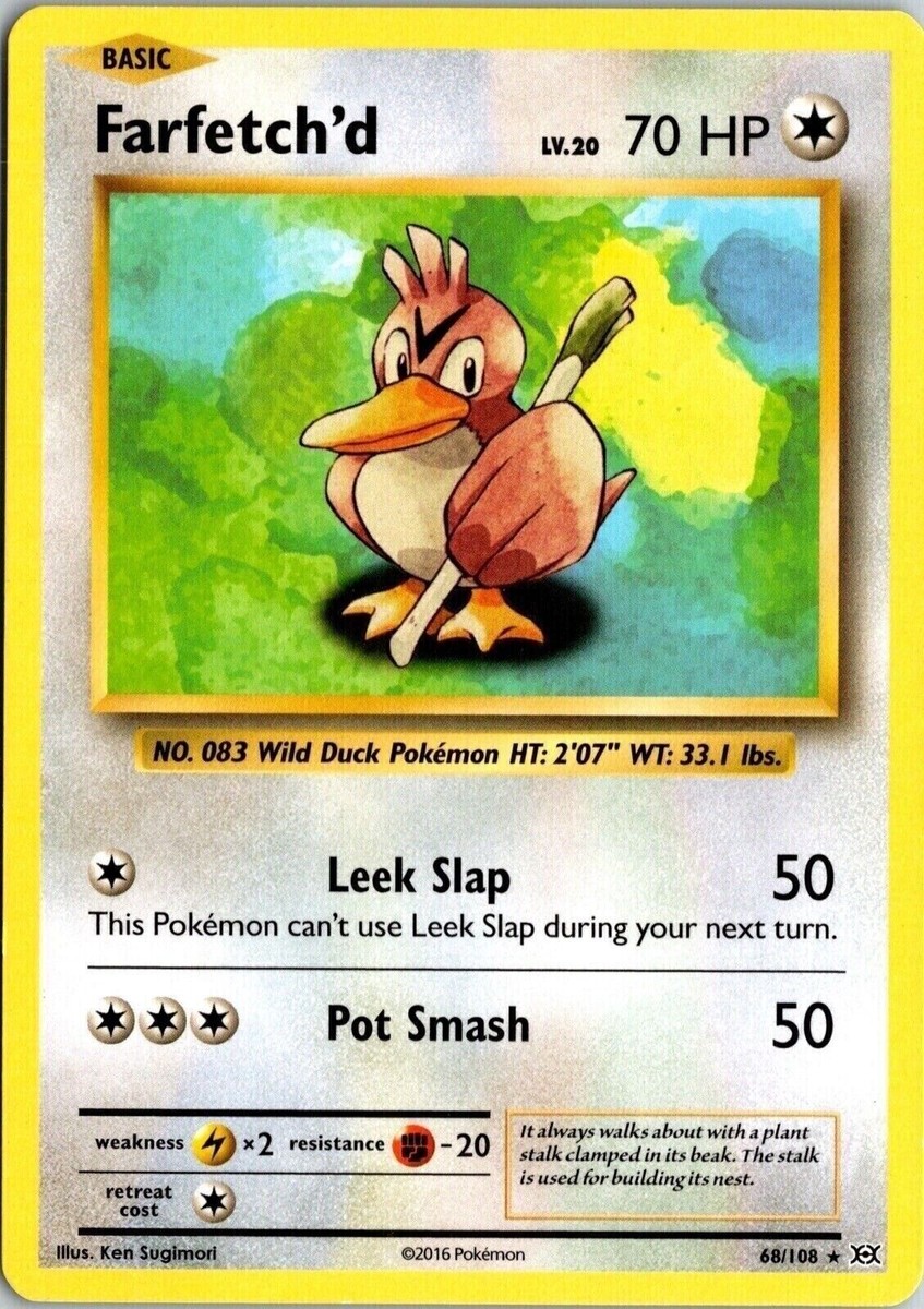 Farfetchd Evolutions 68/108 Rare 2016 Pokemon Card TCG CCG Farfetchd Evolutions 68/108 Rare 2016 Pokemon Card TCG CCG
