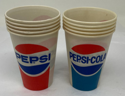 Vintage Wax Paper PEPSI Cups Tumblers Glasses Lot of 10 unused 1960s 4 ...