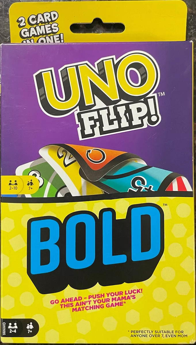 Mattel Uno Flip Bold Double Sided Card 2 Games in One for 2-10 Players Ages  7+